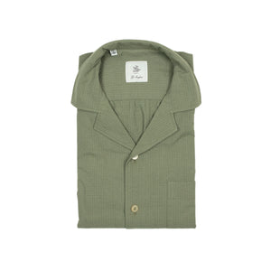 G. Inglese Camp collar short shirt sleeve shirt, Green square