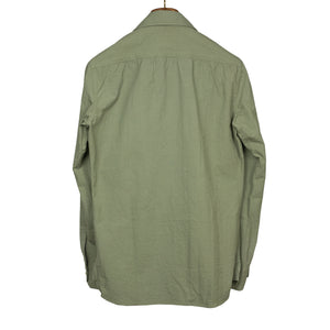 Pearl snap Western shirt in green cotton seersucker