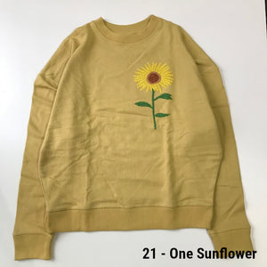 [FW21 PRE-ORDER] Niche crewneck sweatshirt in black or beige cotton with chest floral embroidery (Four options) (50% remainder)