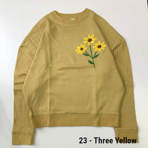 [FW21 PRE-ORDER] Niche crewneck sweatshirt in black or beige cotton with chest floral embroidery (Four options) (50% remainder)
