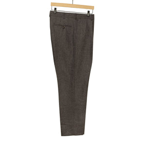Exclusive Manhattan pleated high-rise wide trousers in grey herringbone (restock)
