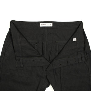 Fatigue pants in washed black herringbone cotton