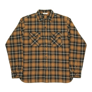 Crosscut flannel shirt in sienna and black cotton