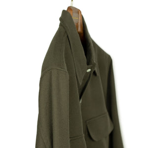 Western overshirt in forest green wool gabardine