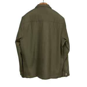 Western overshirt in forest green wool gabardine