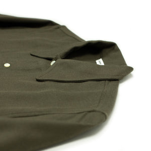 Western overshirt in forest green wool gabardine