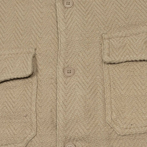 Camp collar shirt in handloom natural herringbone twill