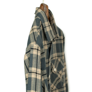 Crosscut flannel shirt in slate check cotton