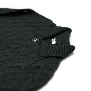 Lace knit cardigan in black cotton alpaca