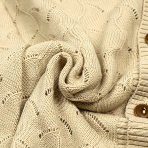 Lace knit cardigan in natural cotton alpaca