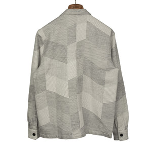 Shop jacket in ash grey cotton zig-zag jacquard