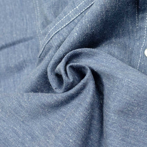 Crosscut Western shirt in cerulean handloom poly cotton khadi denim
