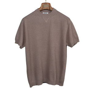 Knit tee shirt in mauve cotton linen