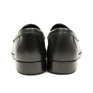 Aurland penny loafer in black calf with hair-on horsehide vamp