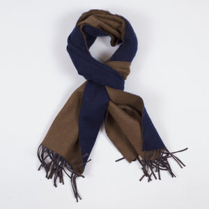 Navy & brown reversible lambswool & angora scarf