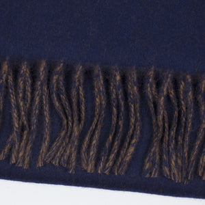 Navy & brown reversible lambswool & angora scarf