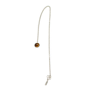 Silver lapel chain with "Tiger Eye" cabochon and tailor scissors