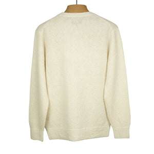 Crewneck sweater in ivory cashmere and silk
