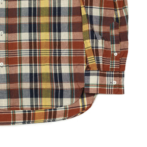Indian Madras buttoned collar shirt in rust plaid cotton