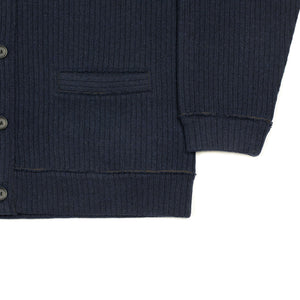 Relaxed cardigan in dark indigo recycled wool cotton mix