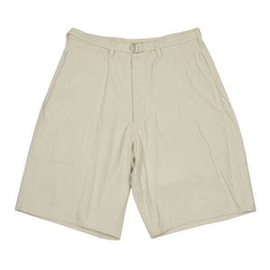 Belted shorts in ecru cotton sateen