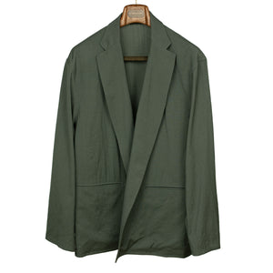 Cardigan jacket in dark sage wool, rayon and silk