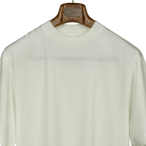 Crewneck t-shirt in off-white cotton and silk jersey