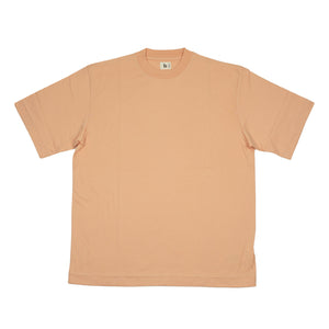 Crewneck t-shirt in pale apricot cotton and silk jersey