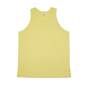 U-neck tank top in smoke yellow cotton and silk jersey