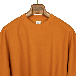 Rough and Smooth thermal crewneck in brick orange cotton
