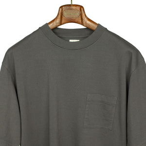 Soft cotton crewneck pocket tee in dark grey