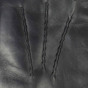 Black rabbit fur-lined hairsheep gloves