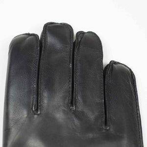 Black rabbit fur-lined hairsheep gloves