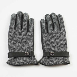 Black cashmere-lined gloves with Harris Tweed back