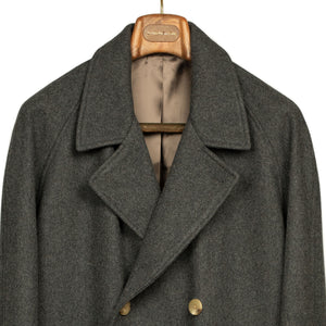 Grandad Coat in charcoal Italian melton wool