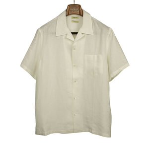 Camp collar shirt in Off-white light Belgian linen