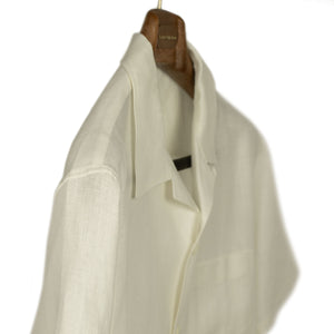 Camp collar shirt in Off-white light Belgian linen