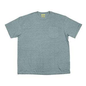 Relaxed pocket tee in smoke blue French linen jersey