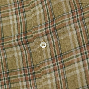 Camp collar shirt in honey check washed linen madras