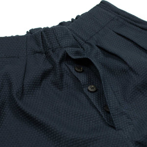 Two tuck easy pants in navy Italian cotton jacquard