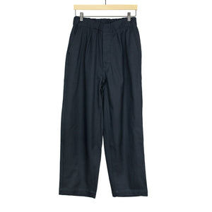 Two tuck easy pants in navy Italian cotton jacquard