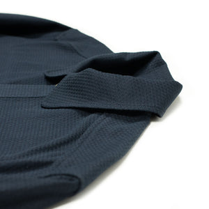 Single pocket over shirt in navy Italian cotton jacquard