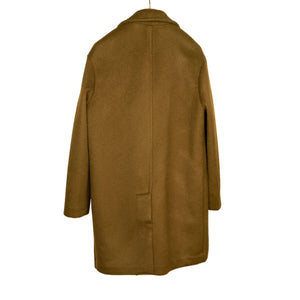 Aalbany double-breasted overcoat in olive brown mohair mix
