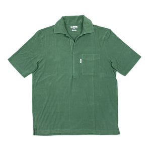 AAdeo short sleeve polo in green cotton mix terrycloth