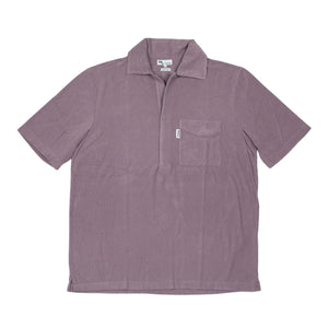 AAdeo short sleeve polo in mauve cotton mix terrycloth
