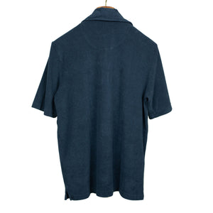 AAdeo short sleeve polo in navy cotton mix terrycloth