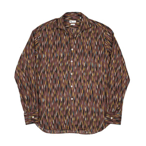 AAnacapri one-piece collar shirt in burgundy cotton cupro with brushtroke print