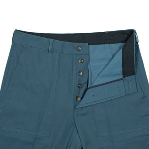 AArtemas fatigue trousers in petrol blue cotton poly twill