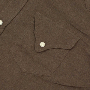 Aariosto western shirt in cocoa lightweight brushed cotton
