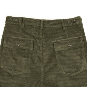 Aartemas fatigue trousers in olive green irregular wale cotton corduroy